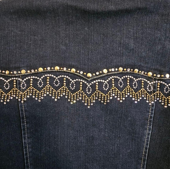 VINTAGE CHRISTINE ALEXANDER DENIM JACKET WITH SWAROVSKI CRYSTALS - Picture 6 of 8